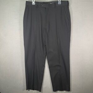 Kenneth Roberts Platinum Dress Pants Mens 34x30 Black Good Solid Business Casual